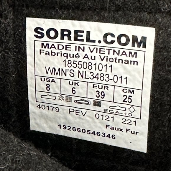 Sorel Womens Winter Carnival Boots Size 8 Black Waterproof Faux Fur Canvas - Picture 7 of 15